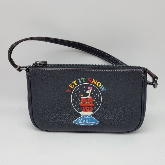 Coach Peanuts Nolita 19 with Snoopy Let It Snow Motif CE859 Midnight Navy Multi - Picture 1 of 8